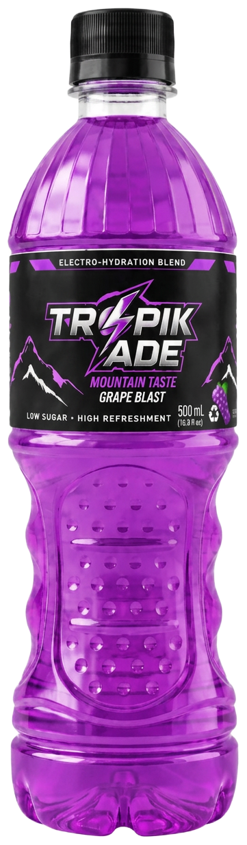Tropikade Grape Blast 600 mL electrolyte hydration bottle